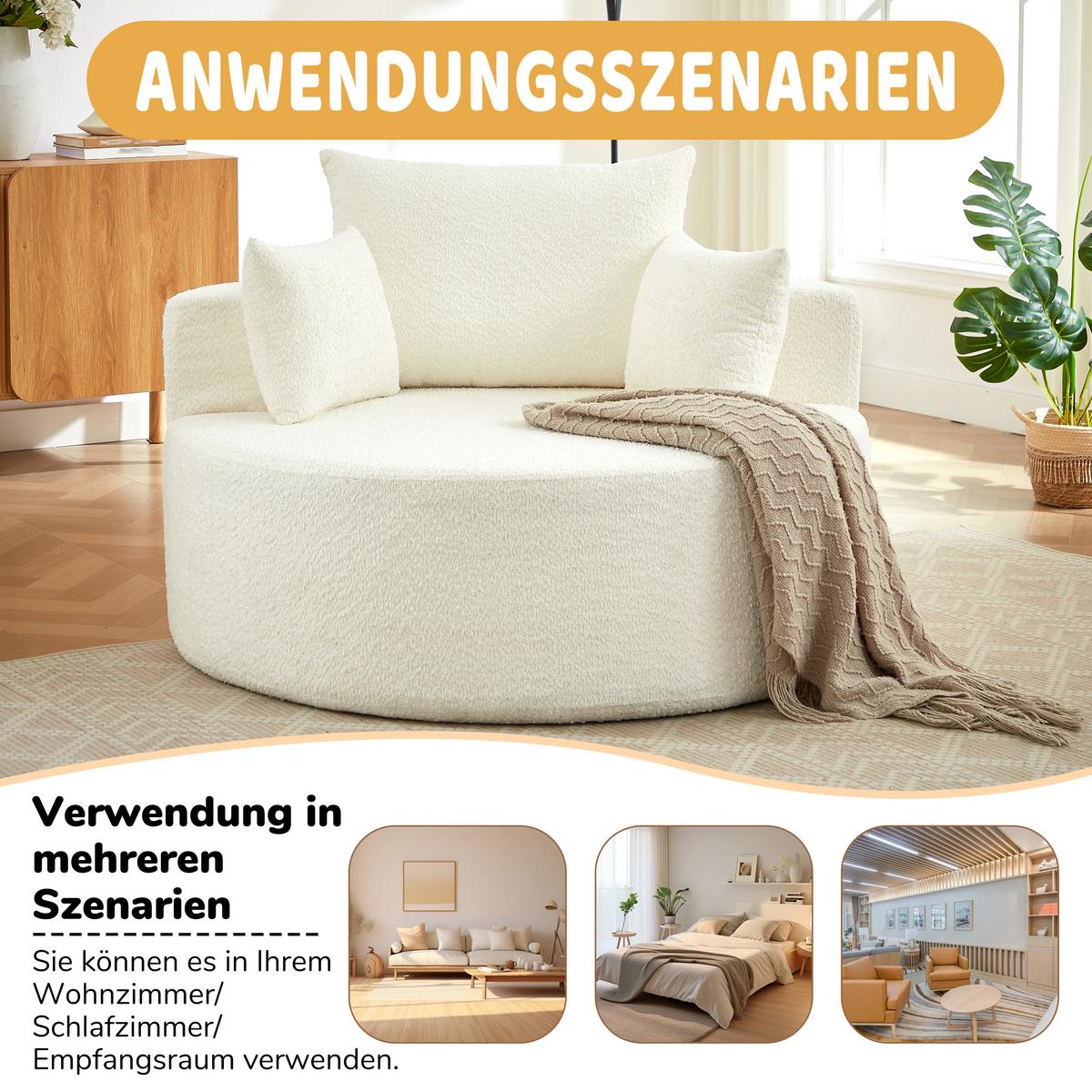 SESSEL aus chenille-schaumstoff, ohne montage & modular kombinierbar - Beige, Textil (127/82/127cm) - Urban Meuble