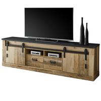 TV-LOWBOARD Used Wood hell, anthrazit 201 x 61 cm, TV Unterteil in Komforthöhe - Anthrazit/Schwarz, Holzwerkstoff/Metall (201/61/43cm) - Furn.Design