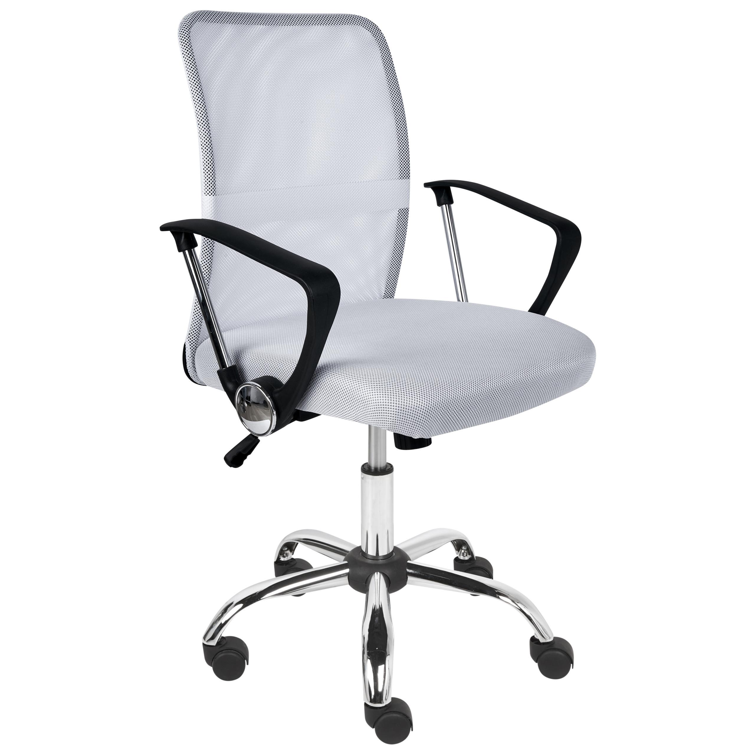 BÜROSTUHL Cremeweiß Best - Silberfarben/Schwarz, Textil (55/94/55cm) - Beliani