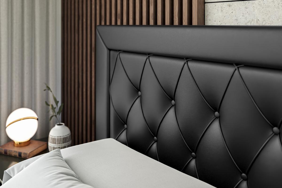 BOXSPRINGBETT NOEL KING - 140 x 200 - H3/H4 - Schwarz Hochglanz - Schwarz Hochglanz, Holzwerkstoff (140/200cm) - ALTDECOR