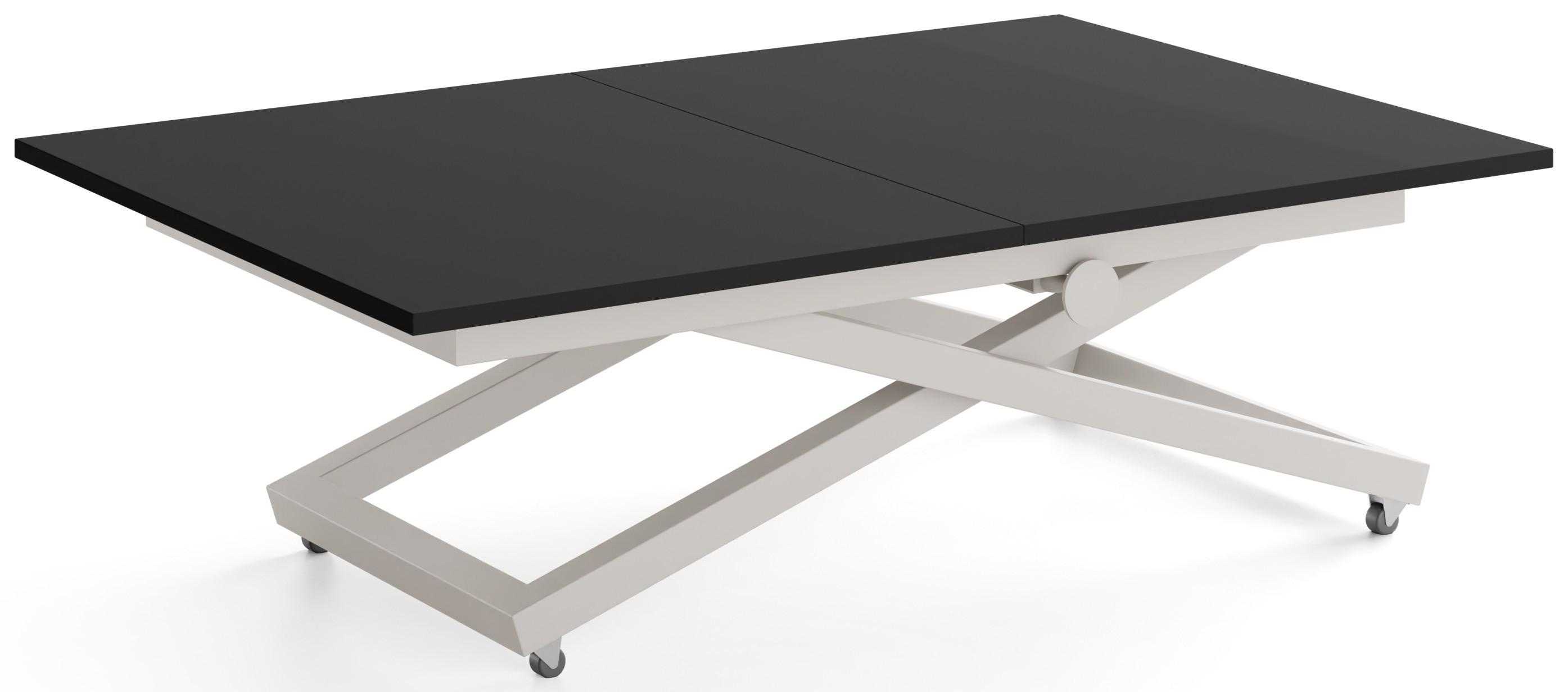 COUCHTISCH Axen höhenverstellbar ausziehbar, Schwarz 120-160/80/38-75 cm - Kaschmir/Schwarz, Holzwerkstoff/Metall (80/160/75cm) - WFL GROUP