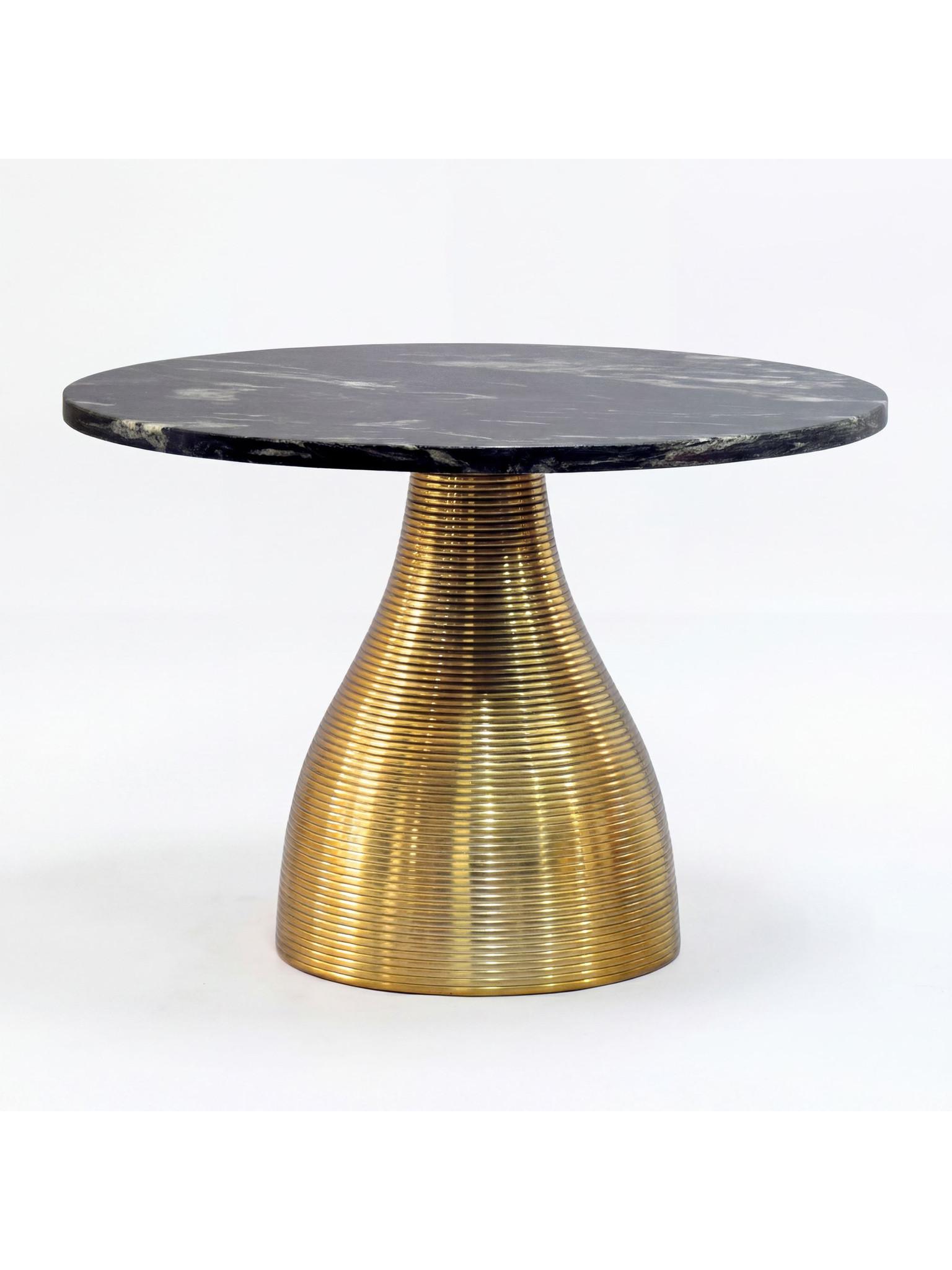 COUCHTISCH TORMES, Marmor, handgefertigt, Schwarz-Gold, Ø 60 x 40 cm - Goldfarben/Schwarz, Stein/Metall (60/60/40cm) - KADIMA DESIGN