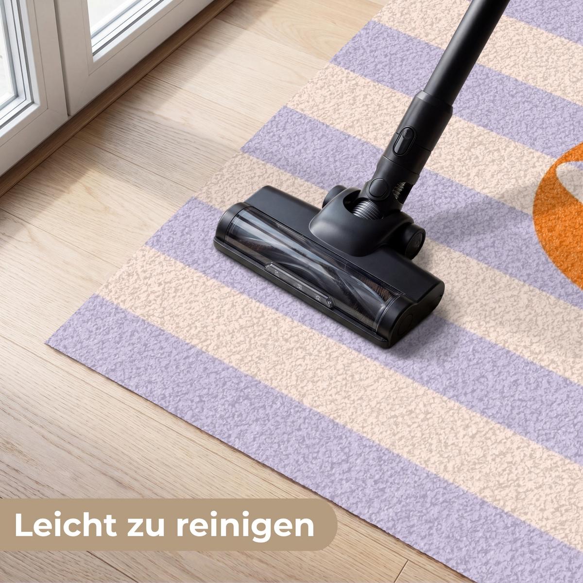 FUSSMATTE Lila – Orange – Streifen – Okay 180x120 cm - Flieder, Kunststoff (180/0.4cm) - MuchoWow