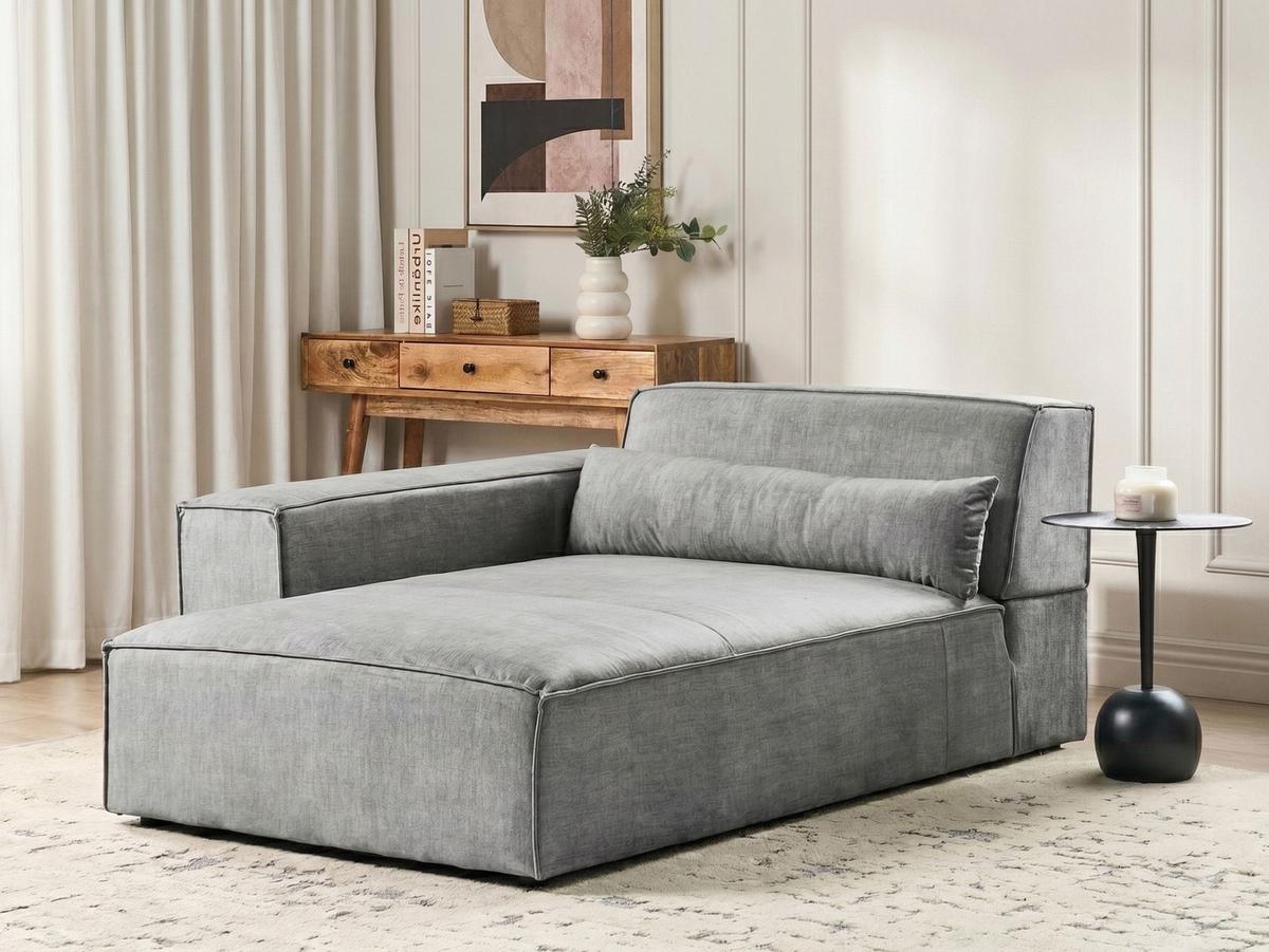 CHAISELONGUE-RECHTSSEITIGE Stoff Grau Hellnar - Dunkelgrau/Grau, Textil (102/70/176cm) - Beliani