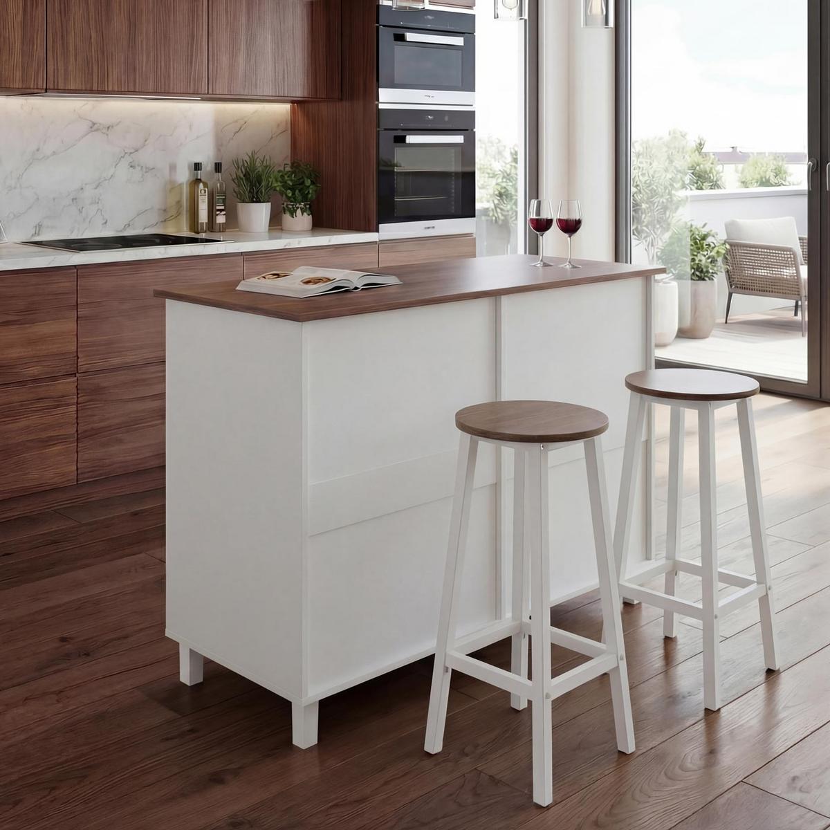 KÜCHENINSEL Weiß, Braun - Weiß/Braun, Holz (131/90/47cm) - MCW