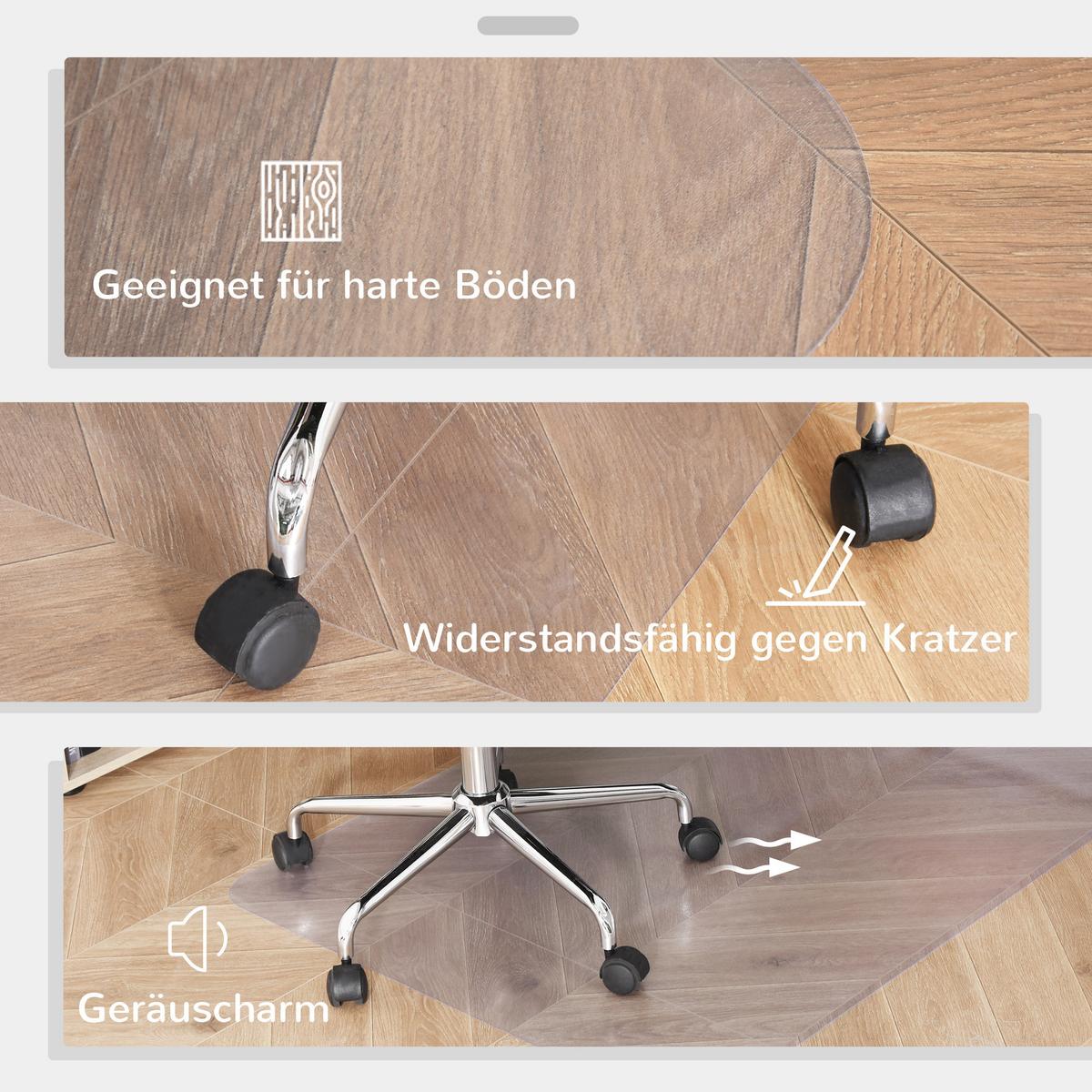 BODENSCHUTZMATTE, Bürostuhl Unterlage in Transparent, Kratzfest Stuhlunterlage - Transparent, Kunststoff (120/1/90cm) - HOMCOM