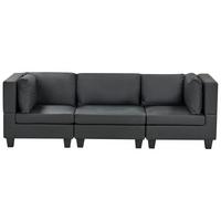 3-SITZER-MODULSOFA Schwarz Kunstleder Unstad - Schwarz, Kunststoff (228/72/76cm) - Beliani