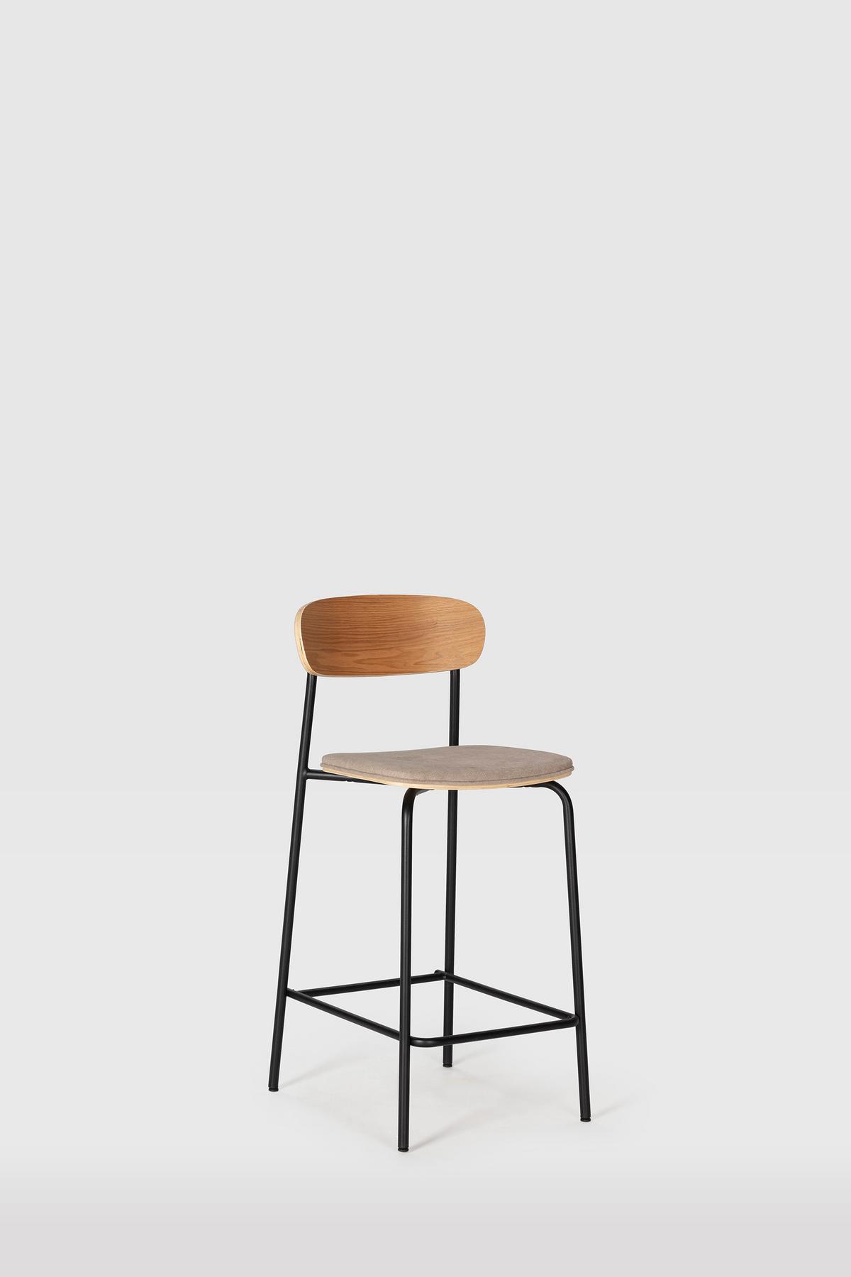 BARHOCKER (Set aus 2) aus Stoff mit schwarzen Metallbeinen - adriana 42/48/66 cm - Schwarz, Textil (48/66/42cm) - Drawer