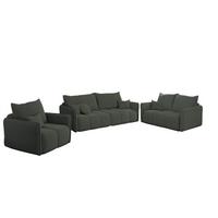 SOFASET Morgano 3-2-1 - Anthrazit, Holzwerkstoff/Textil (216/86/102cm) - Fun Möbel