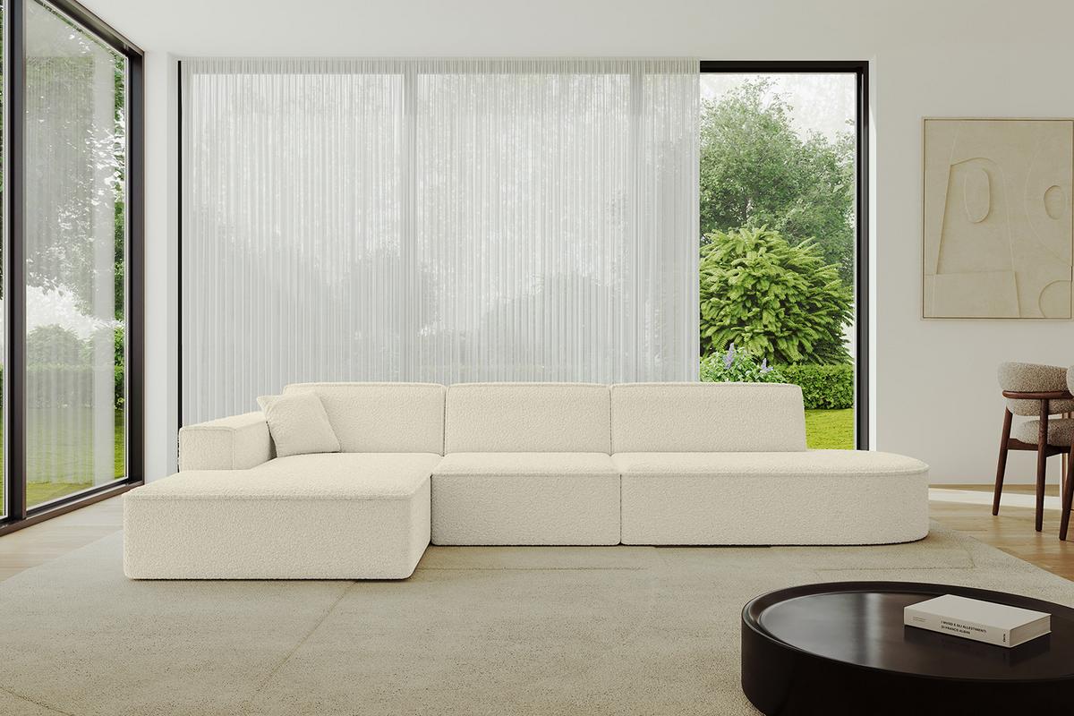 ECKSOFA Ottomane Links IREA-L2-v4 - 327x165x77 cm Beige - Hellbraun/Creme, Holzwerkstoff/Textil (327/165cm) - ALTDECOR