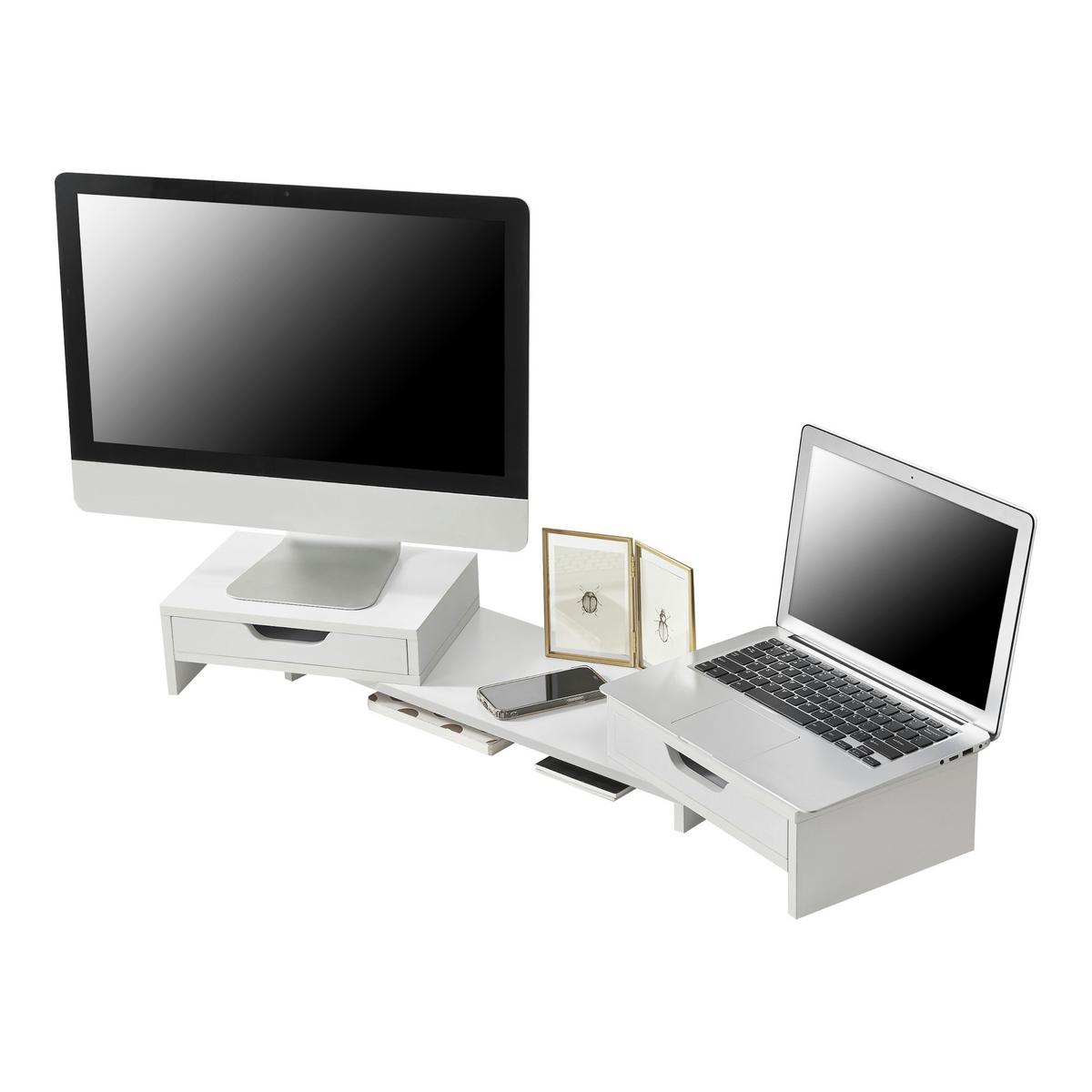 MONITORSTÄNDER Marttila - Weiß, Holzwerkstoff (22/60/11cm) - [en.casa]