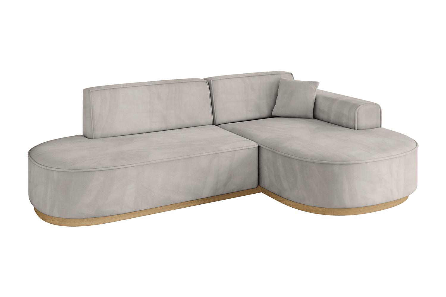 ECKSOFA Ottomane Rechts MARI-L1-v2 - 243x171x83 cm Hellbraun Velours - Hellbraun, Holzwerkstoff/Textil (171/243cm) - ALTDECOR