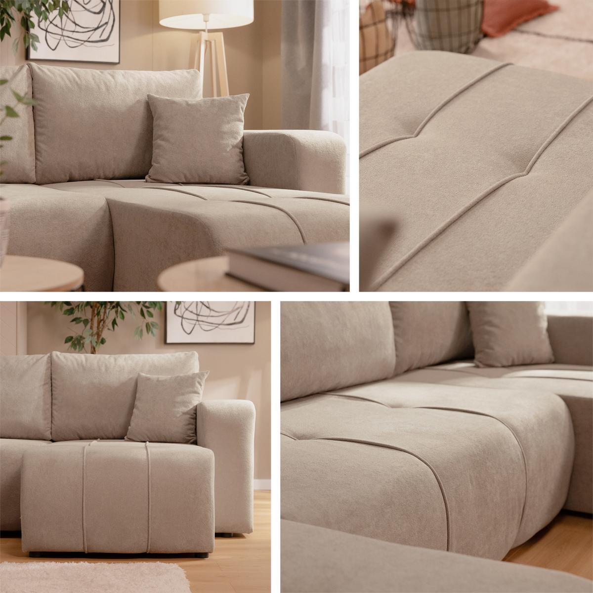 WOHNLANDSCHAFT Furyn U - Schwarz/Orange, Holz/Kunststoff (312/82/145cm) - MIRJAN24