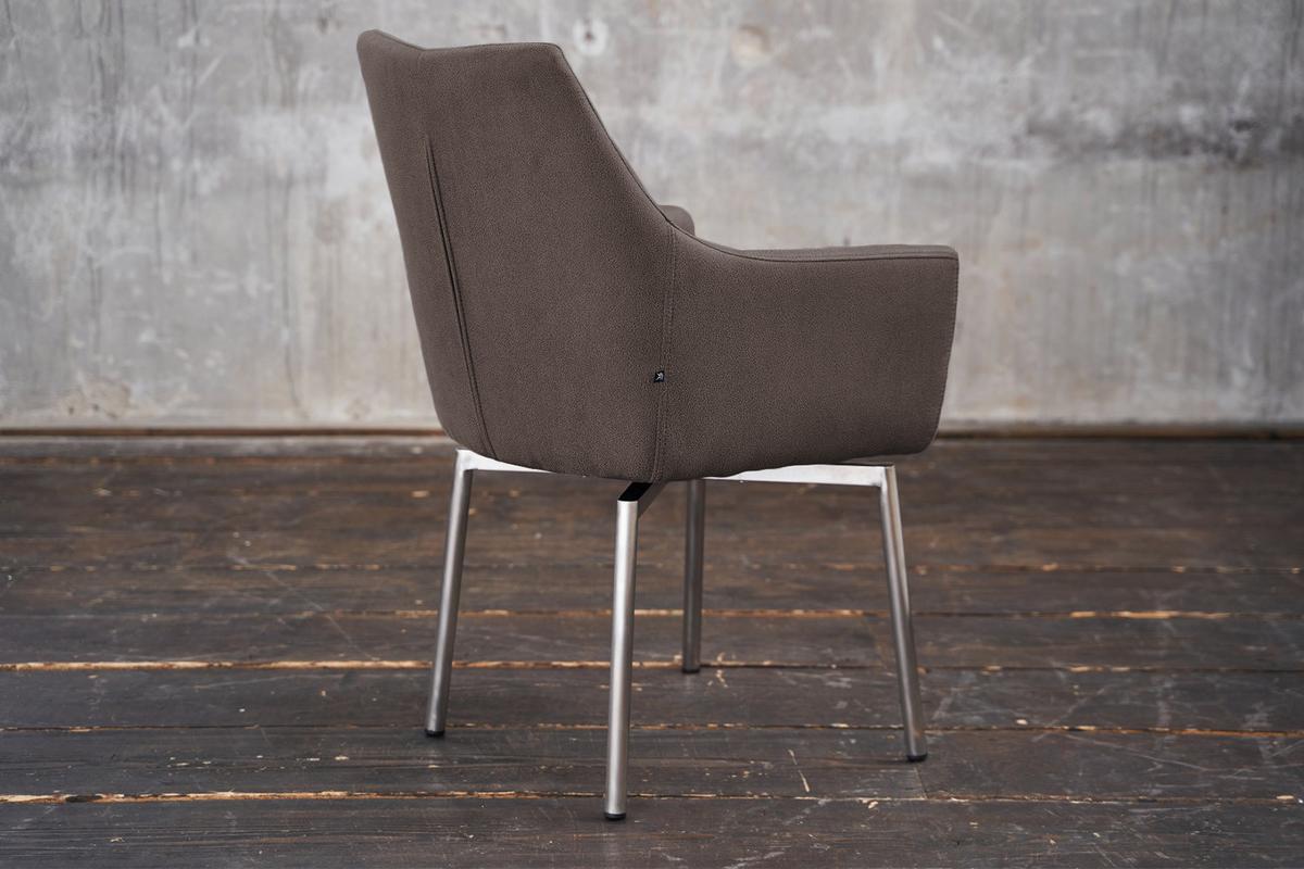 STUHL CALI Grau Microfaser Drehbar (180°) - Taupe/Grau, Textil (56/88.5/61cm) - KAWOLA