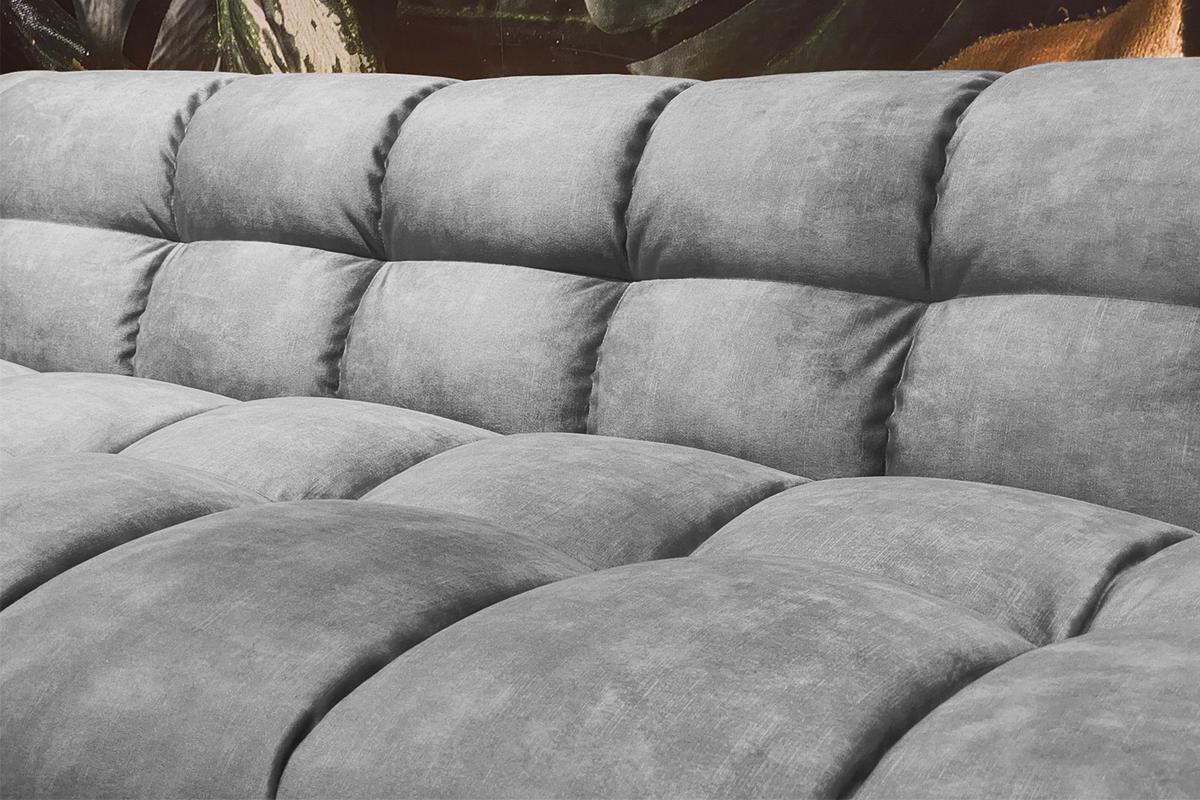 SOFA RIO Hellgrau Velvet - Hellgrau/Schwarz, Textil (236/68/105cm) - KAWOLA