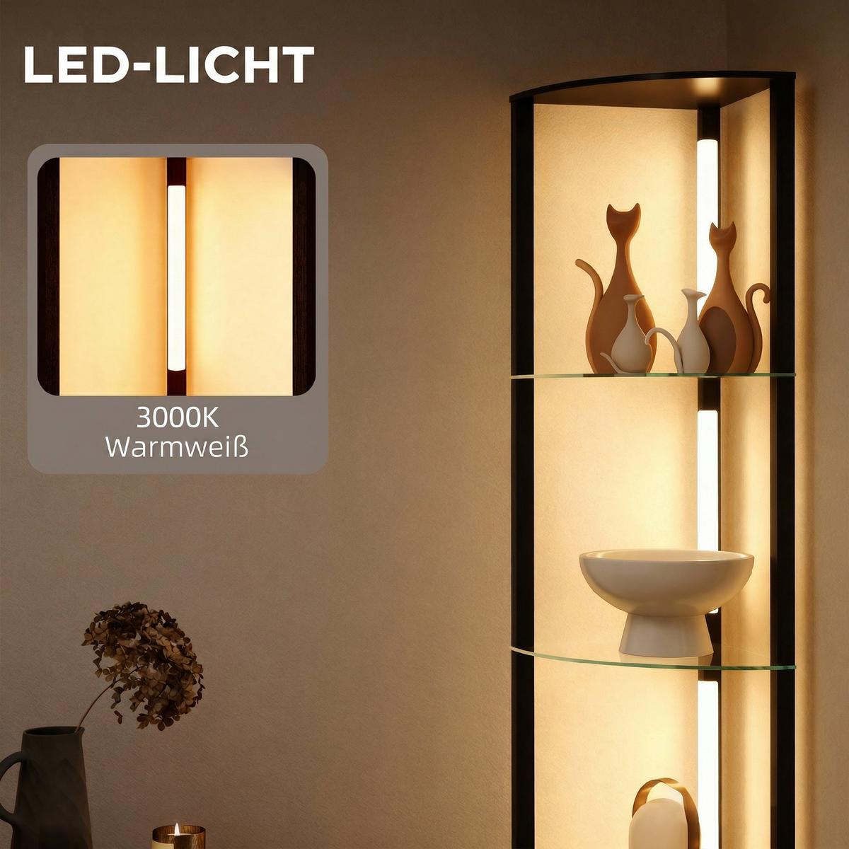 STEHLAMPE MDF Glas Schwarz - Schwarz, Holzwerkstoff (41.5/29.5/162cm) - HOMCOM