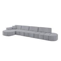 ECKSOFA Ottomane Links LIVO-L3 - 422x173x79,5 cm Hellgrau - Grau, Holzwerkstoff/Textil (422/173cm) - ALTDECOR