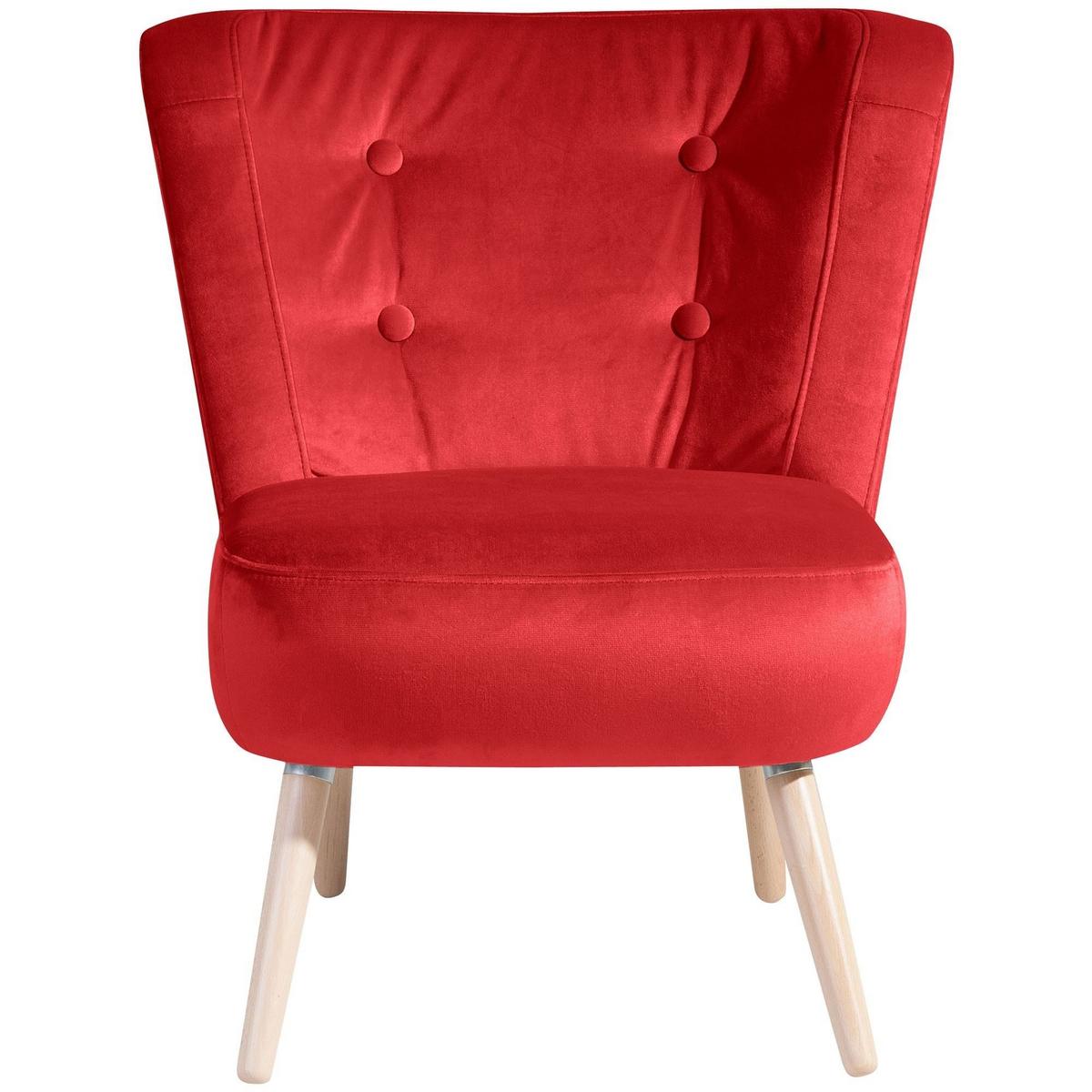 SESSEL Kassi Bezug Samtvelours Buche natur / rot - Rot, Kunststoff (69/80/68cm) - 58aufmkessel
