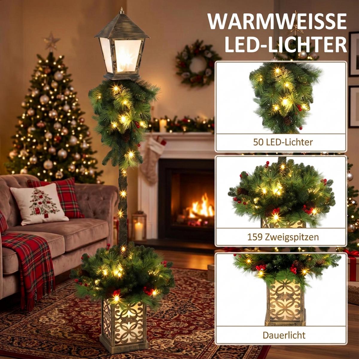 WEIHNACHTSLATERNE PVC Metall Kunststoff Grün - Grün, Kunststoff (43/43/150cm) - Outsunny