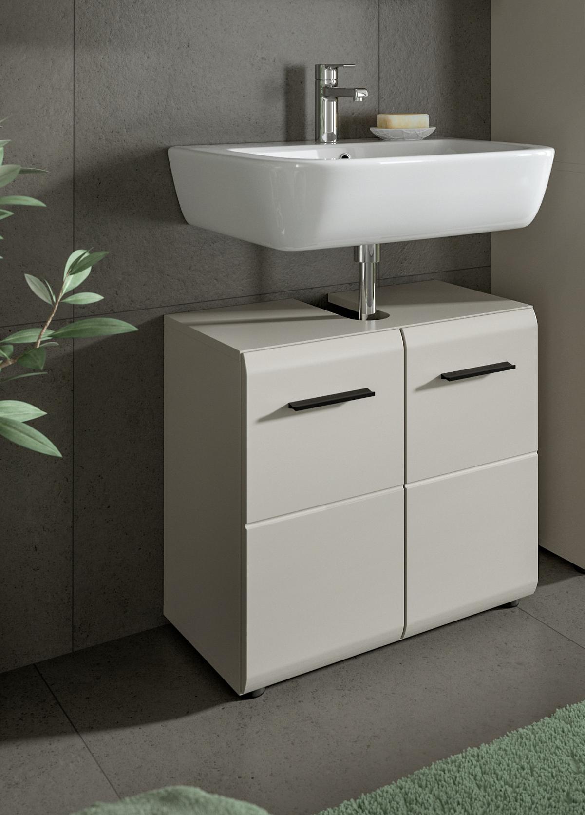 WASCHBECKENUNTERSCHRANK Kaschmir 60 cm, Badezimmer Unterschrank 2-türig - Kaschmir/Schwarz, Holzwerkstoff/Kunststoff (60/54/30cm) - Inn.Furn