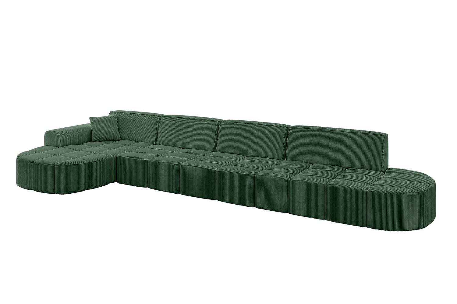 ECKSOFA Ottomane Links LIVO-L3 - 422x173x79,5 cm Grün - Grün, Holzwerkstoff/Textil (422/173cm) - ALTDECOR