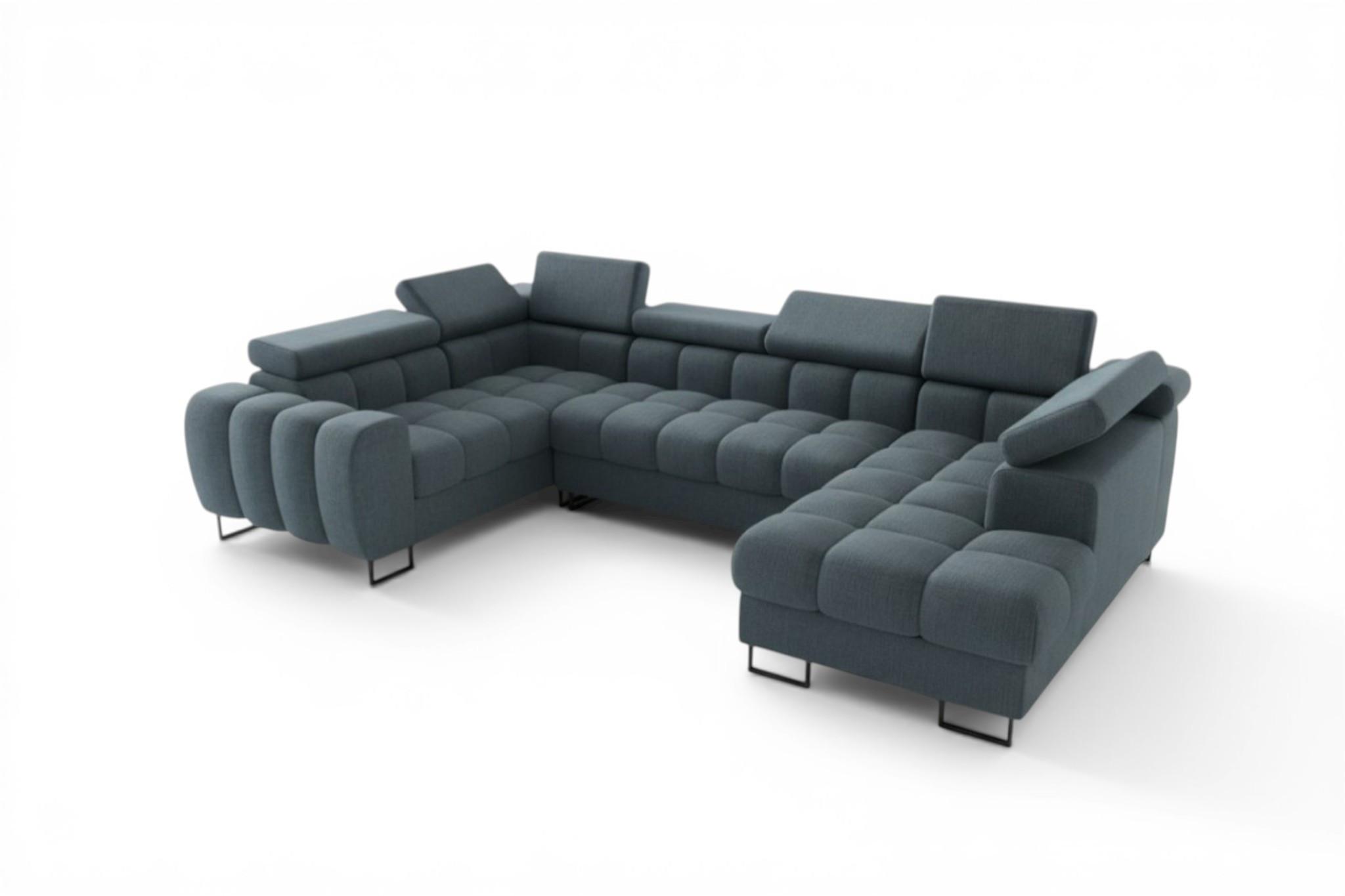 WOHNLANDSCHAFT Bastien - Anthrazit, Holzwerkstoff/Textil (350/95/195cm) - Fun Möbel