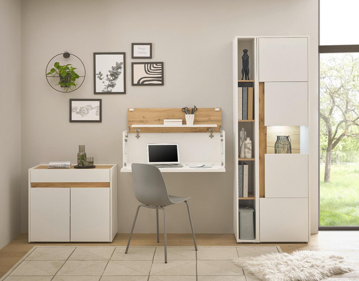 STANDCONTAINER Weiß, Eiche Wotan 80 x 70 cm, Büro Kommode mit Schubkasten, Schreibtischhöhe - Eichefarben/Eiche Wotan, Holzwerkstoff/Kunststoff (80/70/40cm) - Furn.Design