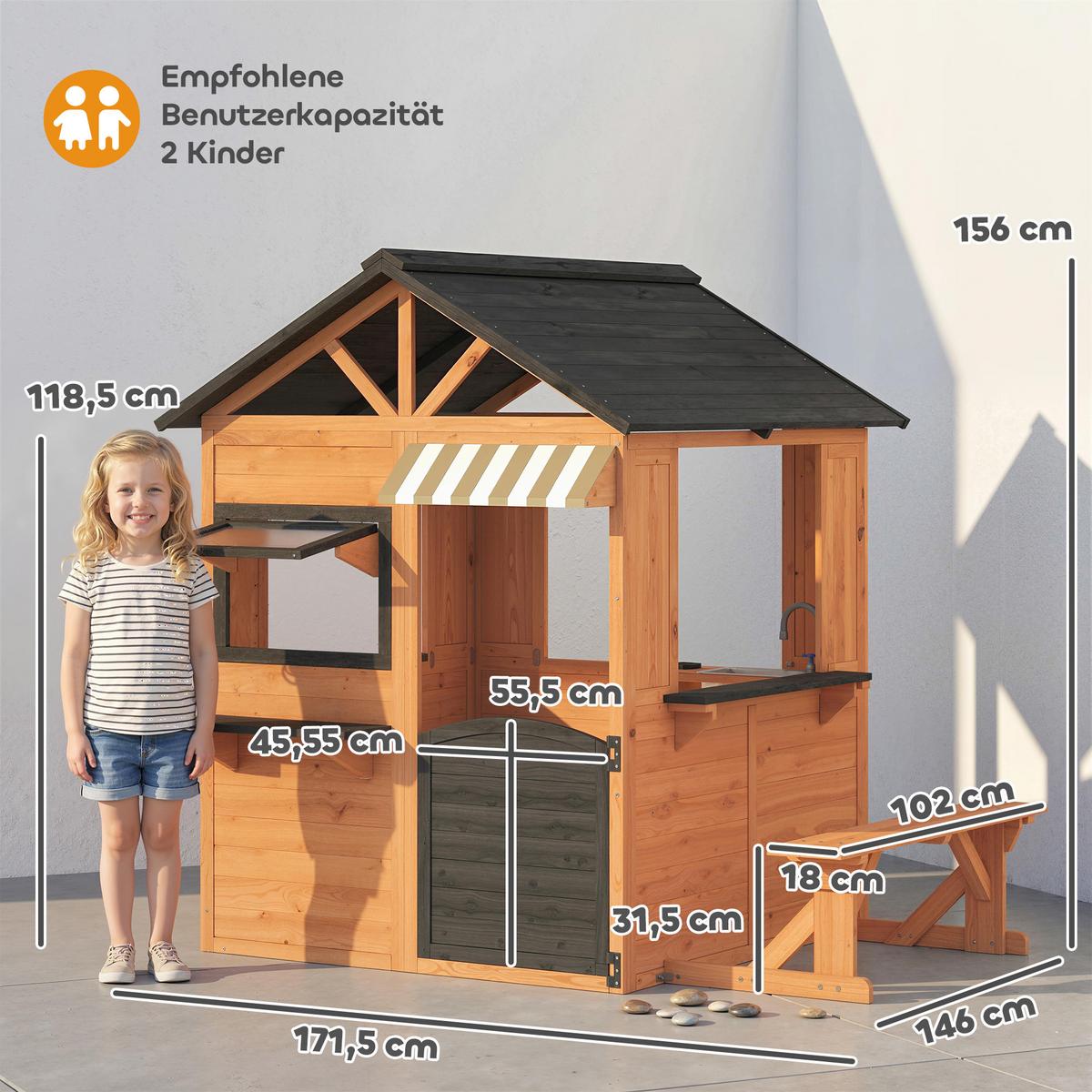 SPIELHAUS Tannenholz Braun - Braun, Holz (146/156/171.5cm) - AIYAPLAY