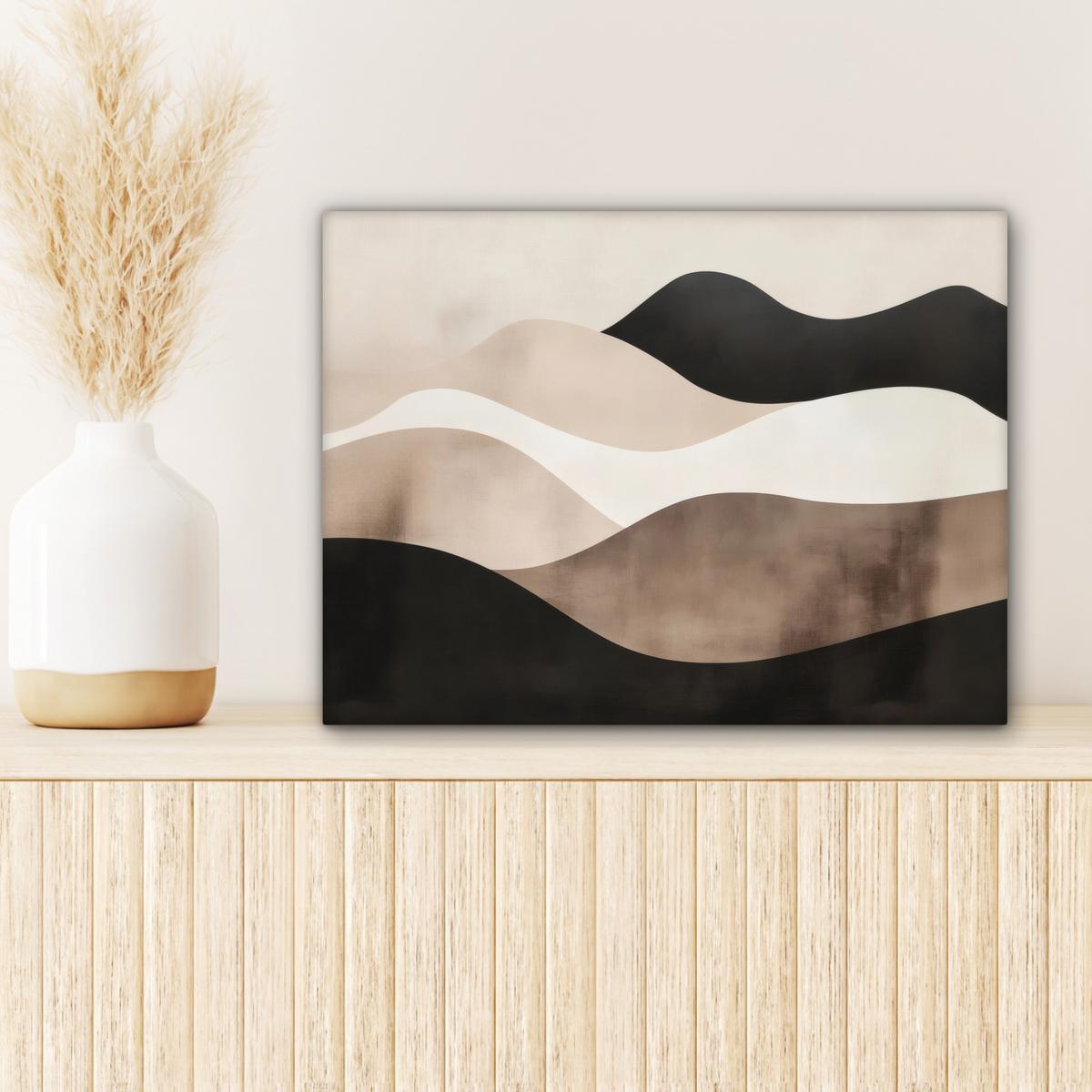 LEINWANDBILD Abstrakt - Landschaft - Wellen - Cremefarben Wandbild 40x30 cm - Cappuccino, Textil (40/30cm) - MuchoWow