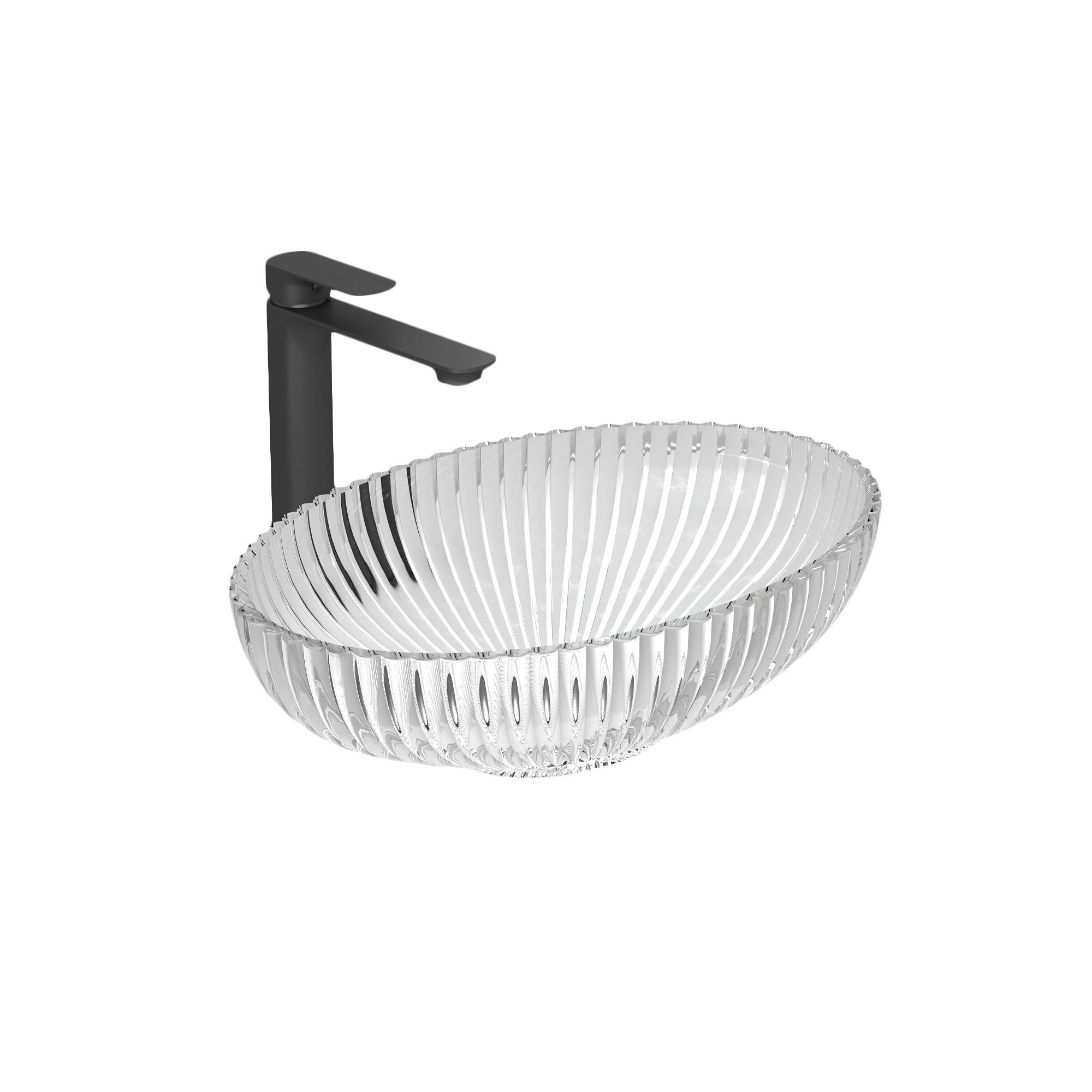 WASCHBECKEN Oval Glas Transparent 51 / 35 / 15 cm - Transparent, Glas (51/15/35cm) - EMKE