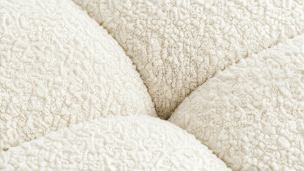 WOHNLANDSCHAFT OVIA U mit Bettkasten und Schlaffunktion, Bouclé-Stoff in U-Form - Beige, Textil (350/80/185cm)