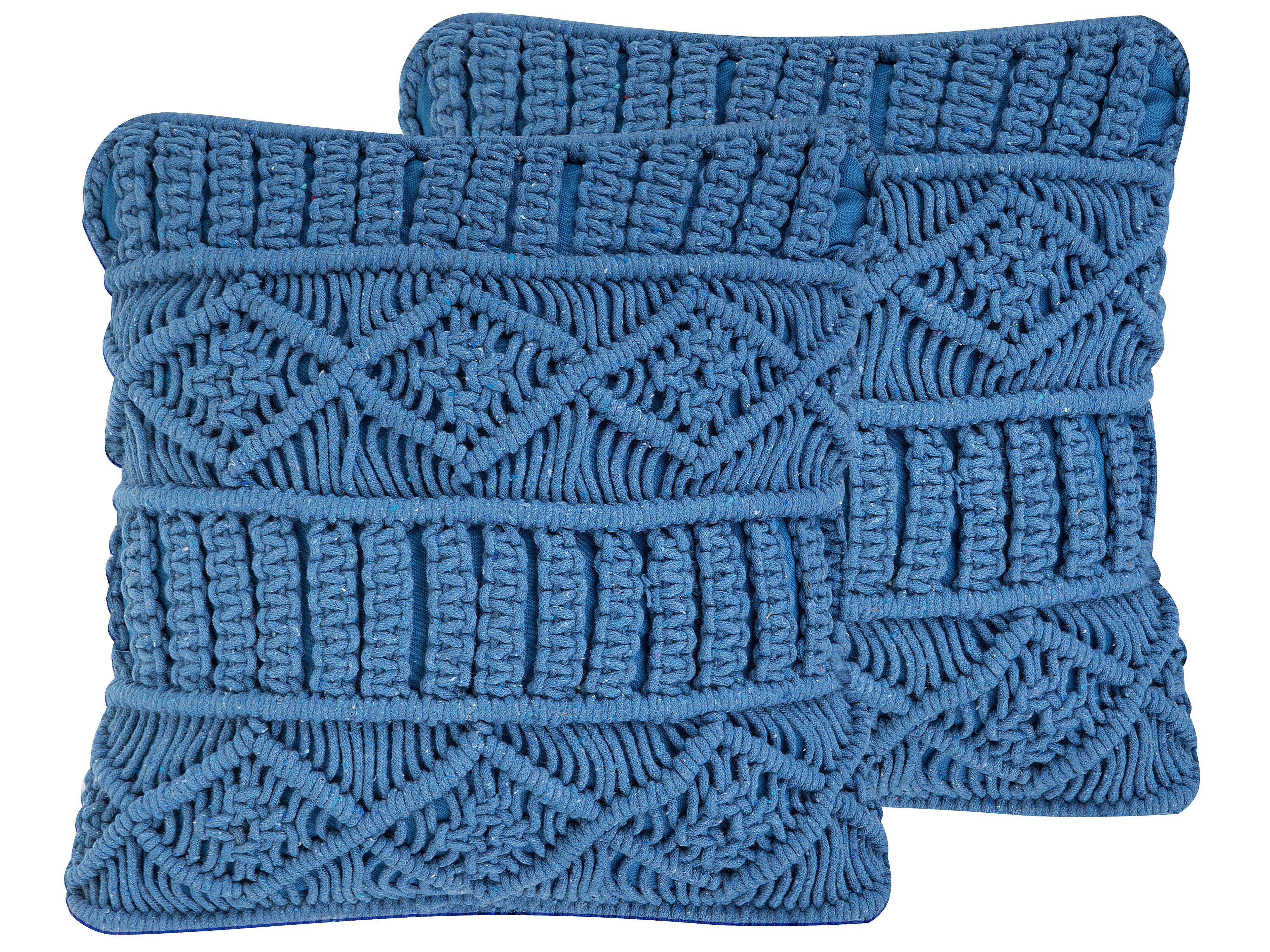 DEKOKISSEN 2er-Set Blau 45/45 cm Karatas - Blau, Naturmaterialien/Textil (45/45cm) - Beliani