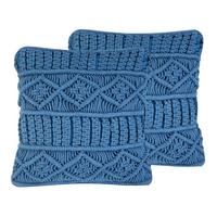 DEKOKISSEN 2er-Set Blau 45/45 cm Karatas - Blau, Naturmaterialien/Textil (45/45cm) - Beliani