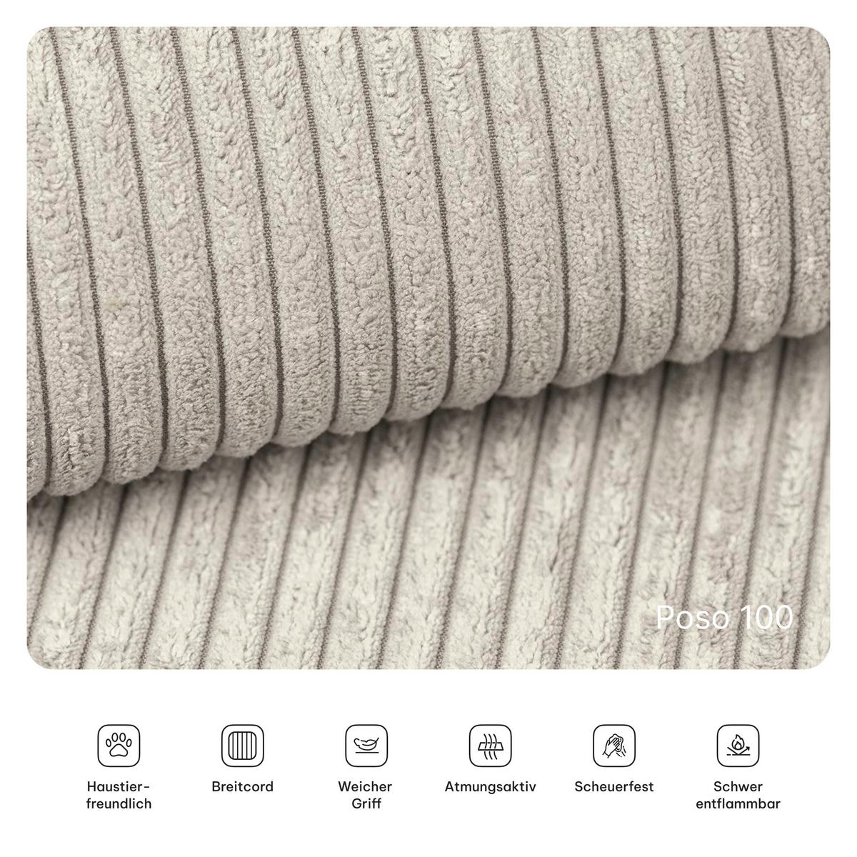 ECKSOFA ETERA modulares Boneless Sofa mit Schlaffunktion Creme Kordstoff - Creme, Textil (270/160cm) - MASSENO