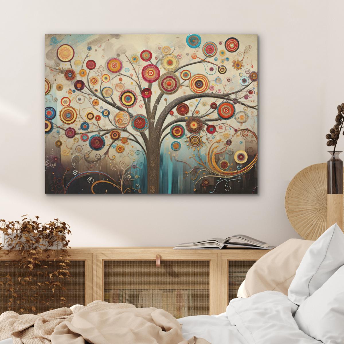 AKUSTIKBILD Baum - Baum des Lebens - Farbe Gemälde 80x60 cm - Braun, Kunststoff (80/60/0.9cm) - MuchoWow