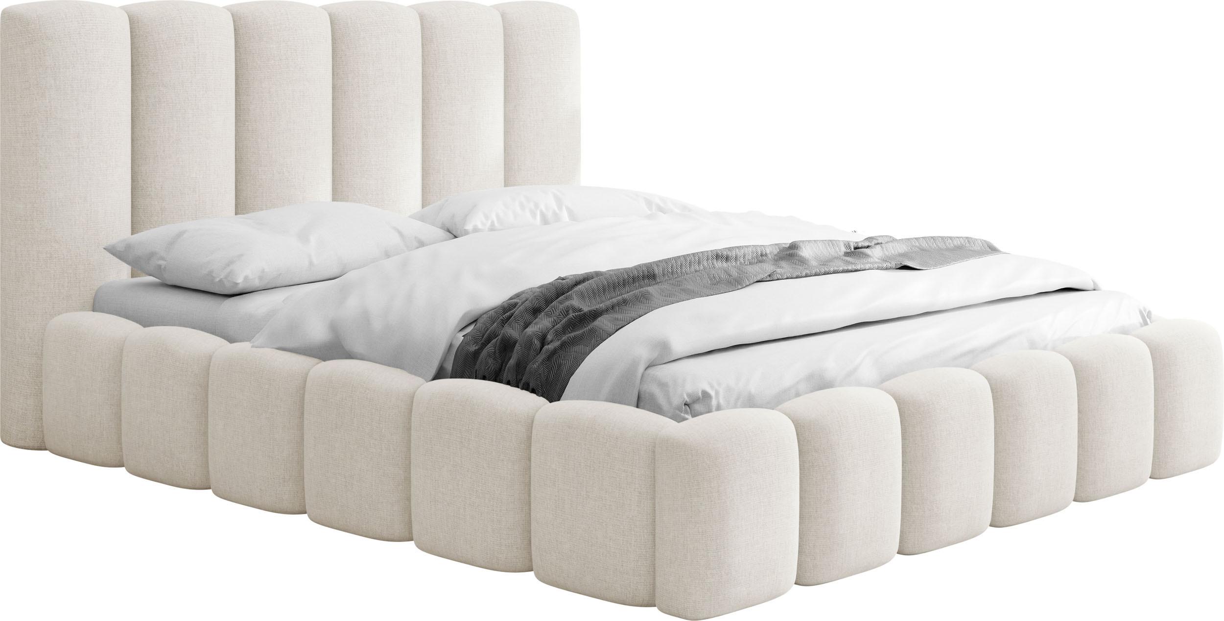 POLSTERBETT Serenity mit Bettkasten & Lattenrost in Creme Chenille 120 x 200 cm - Birkefarben/Creme, Holzwerkstoff/Kunststoff (120/200cm) - WFL GROUP