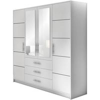 DREHTÜRENSCHRANK Bali 4-Türen, mit 3 Schubladen und Spiegel, Weiß - Weiß, Holzwerkstoff (196/200/58cm) - Beautysofa