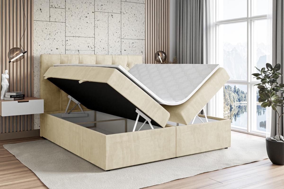 BOXBETT mit Matratze H4 und Lattenrost - MIRAGE - 180x200 - H4 - Beige - Beige, Holzwerkstoff (180/200cm) - ALTDECOR
