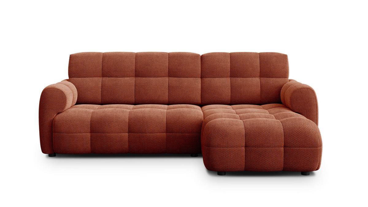 ECKSOFA MELLOW 3-Sitzer, dunkelorange - Dunkelorange/Schwarz, Holz/Textil (232/156cm) - Wozimo