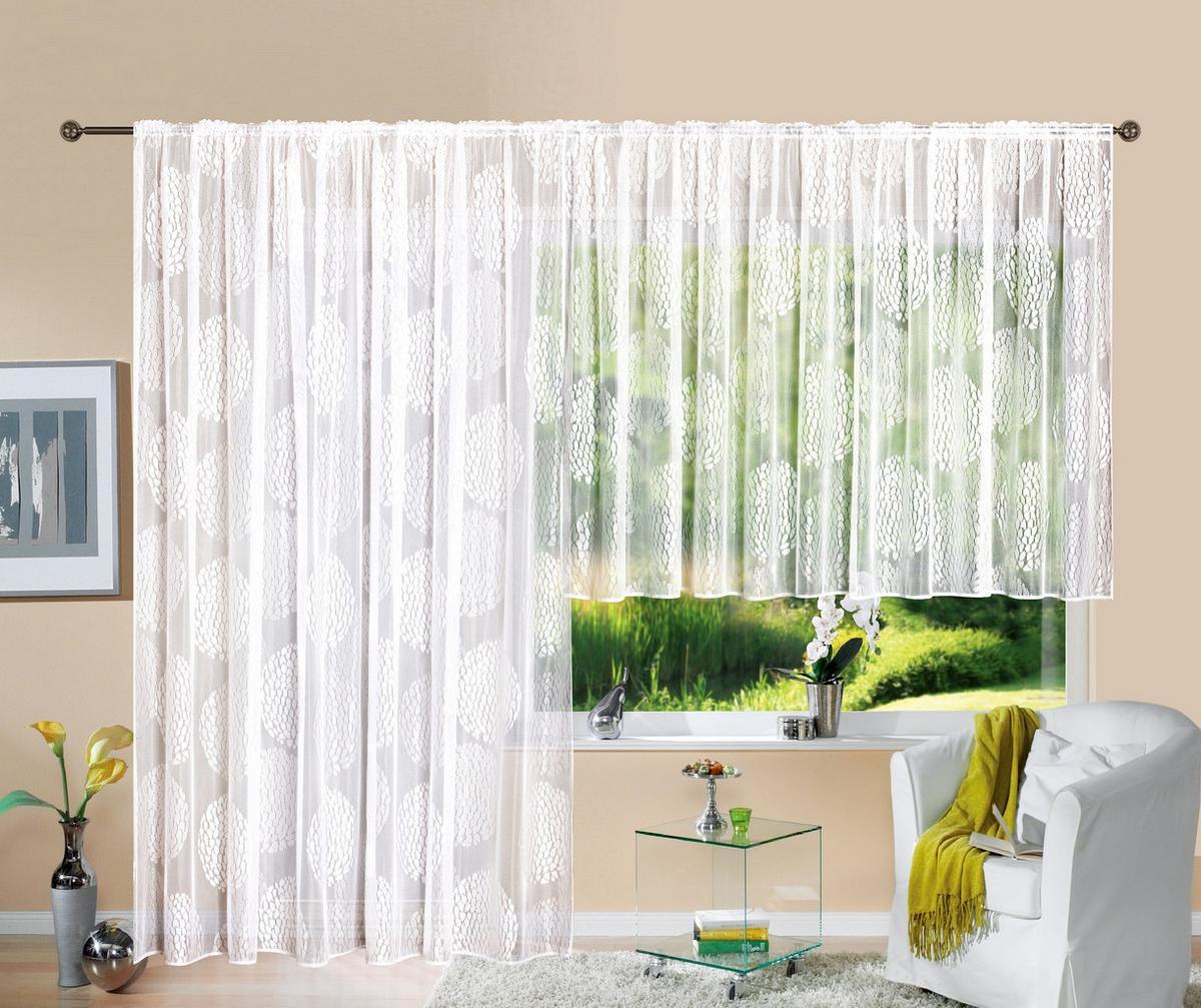 SCHLAUFENGARDINE KREISMUSTER HxB 245x300 cm - Weiß, Textil (300/245cm) - Gardinenbox