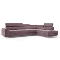 ECKSOFA HESTION Lila Velours-Stoff mit Schlaffunktion - Lila, Holz (332/190cm) - MASSENO