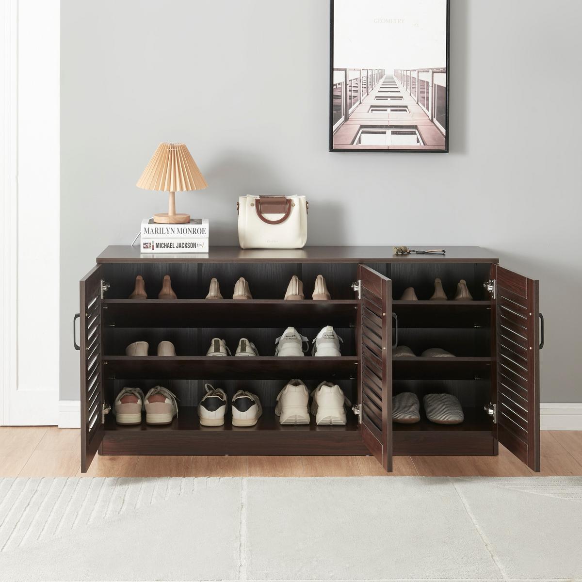 SCHUHSCHRANK Løten - Wengefarben, Holzwerkstoff (125/62/36cm) - [en.casa]