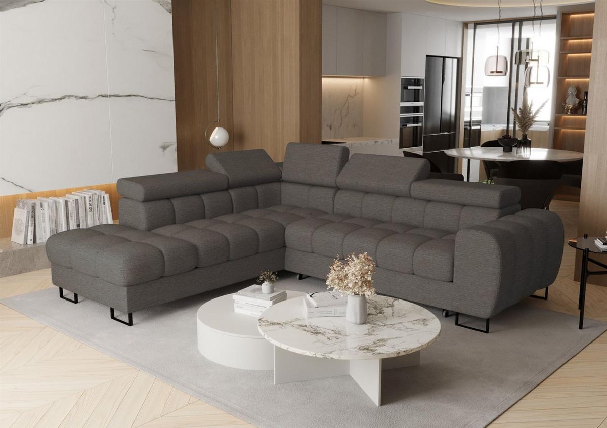 ECKSOFA Bastien Max Mit Schlaffunktion - Dunkelgrau, Holzwerkstoff/Textil (225/260cm) - Fun Möbel