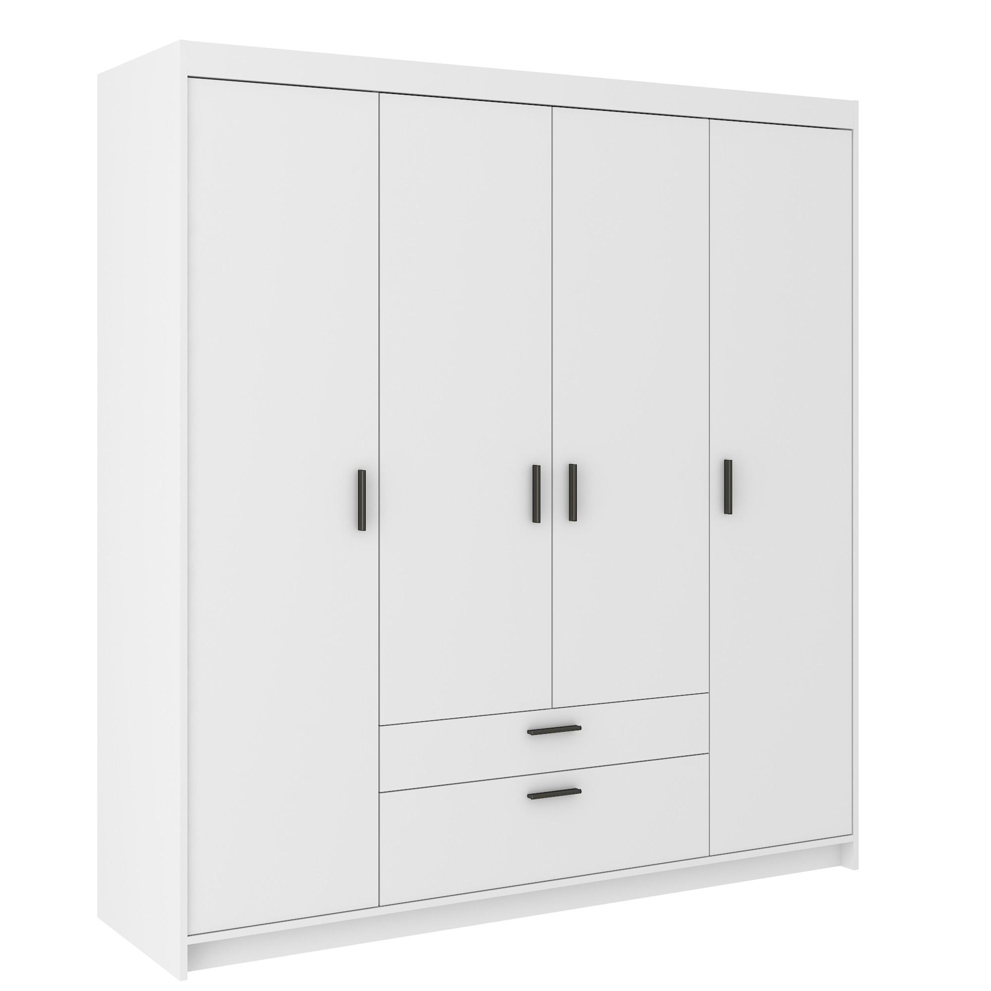 DREHTÜRENSCHRANK ELENORA 176,3/190,5/53cm 4-türig Weiß - Weiß, Holzwerkstoff (176.3/190.5/53cm) - MASSENO