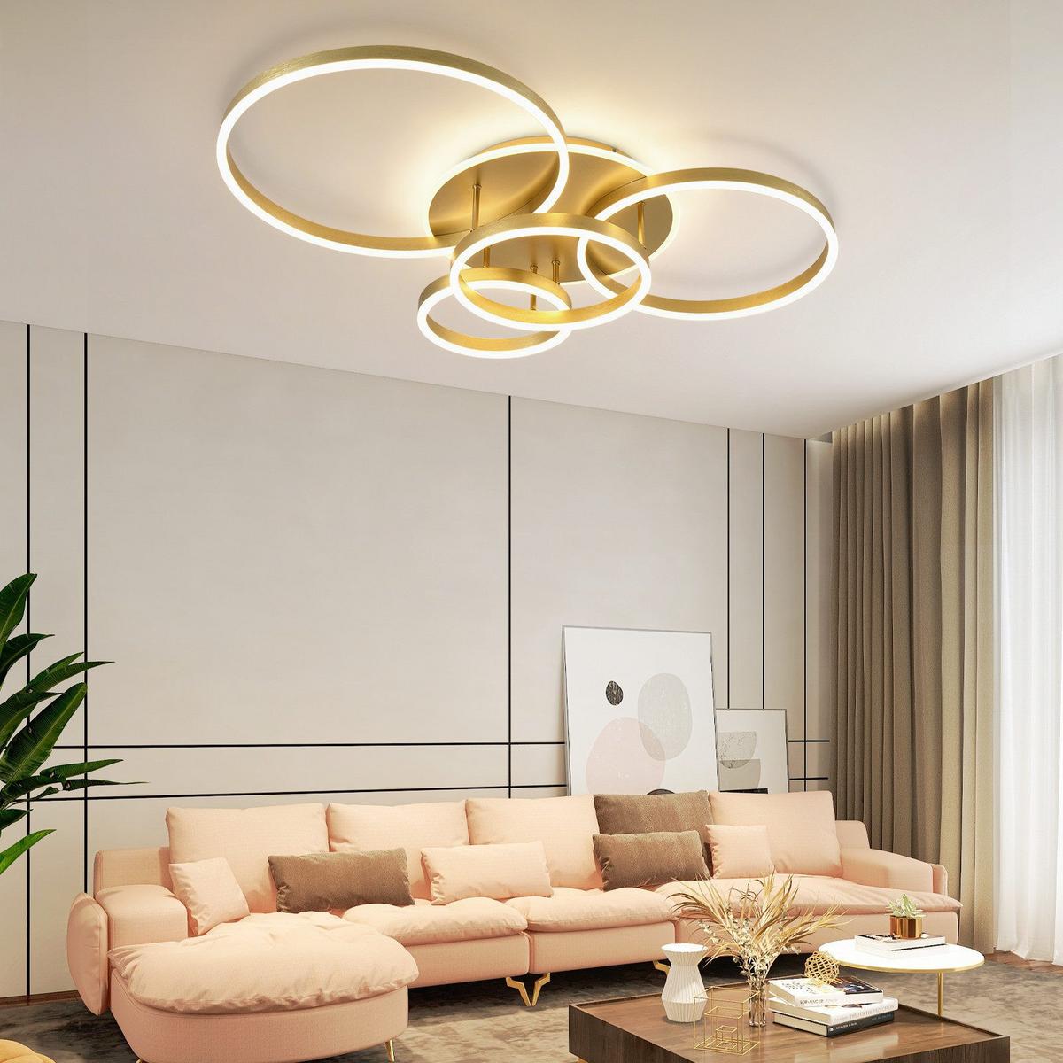LED-DECKENLEUCHTE Madden 98/65/12cm - Goldfarben, Metall (65/98/12cm) - Nettlife