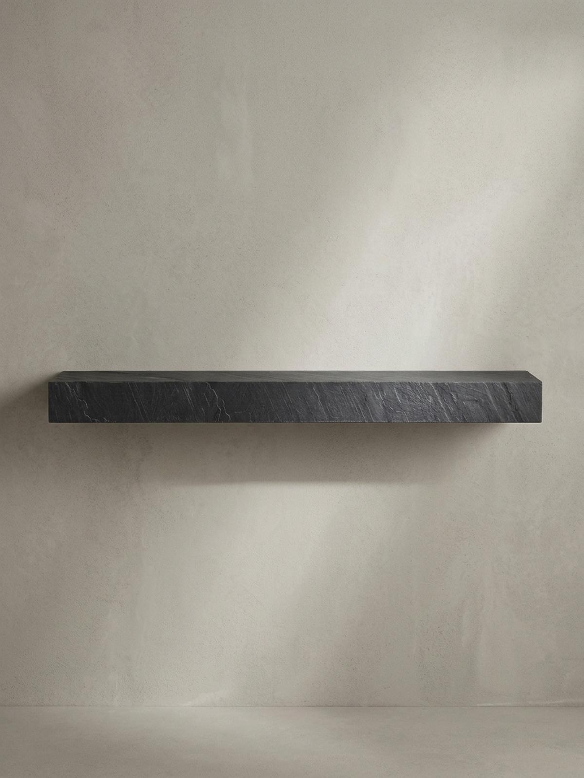 WANDREGAL Mango Massivholz Steinoptik Rechteckig Modern, Grau 120x20x10 cm - Grau, Holz (120/10/20cm) - KADIMA DESIGN