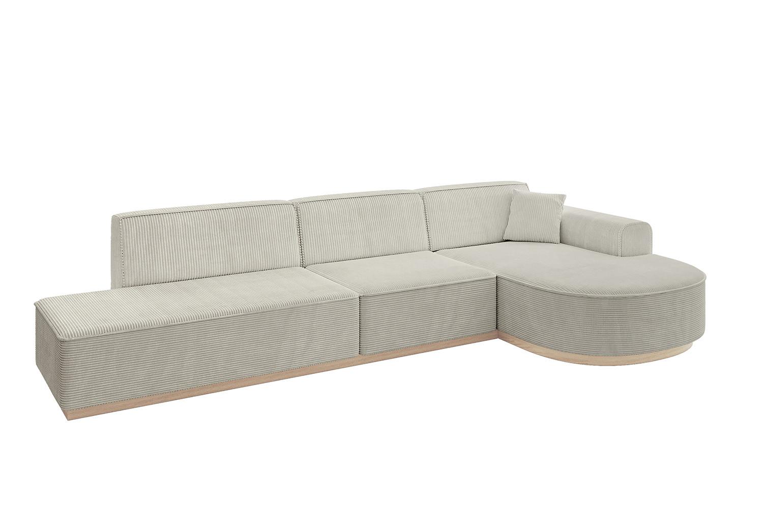 ECKSOFA Ottomane Rechts ARRIO-L2 - 328x171x83 cm Creme - Hellgrau/Creme, Holzwerkstoff/Textil (328/171cm) - ALTDECOR