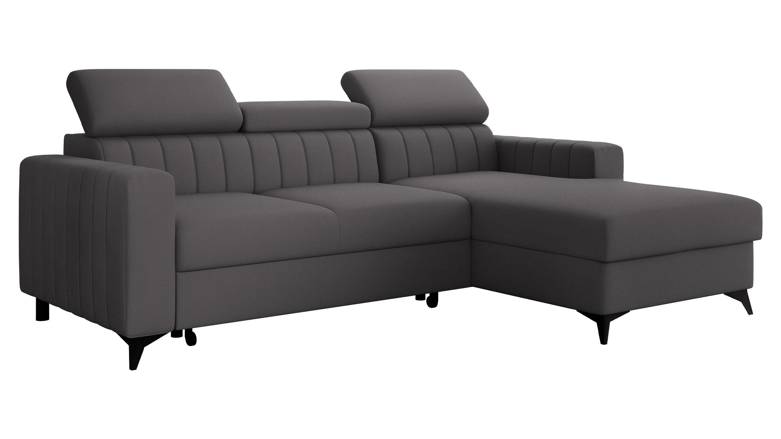 ECKSOFA Milano, Seite: Rechts 2R+LC - Schwarz/Grau, Holz/Textil (172/236cm) - MIRJAN24