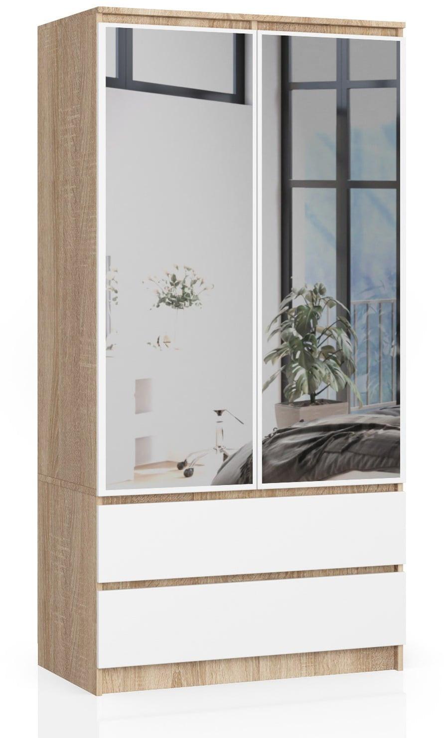 KLEIDERSCHRANK Eiche Sonoma, Weiß 180/90/51 - Weiß/Sonoma Eiche, Holzwerkstoff (90/180/51cm) - RAUMHIRSCH FURNITURE