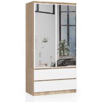 KLEIDERSCHRANK Eiche Sonoma, Weiß 180/90/51 - Weiß/Sonoma Eiche, Holzwerkstoff (90/180/51cm) - RAUMHIRSCH FURNITURE